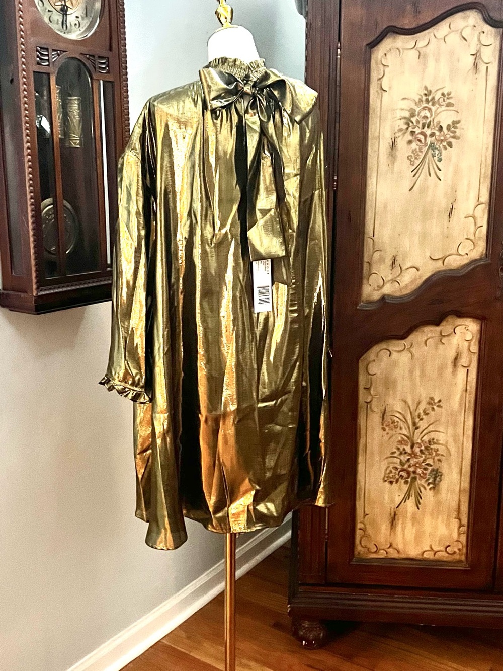 NEW $595 RHODE PRIYA METALLIC SILK BLEND TRAPEZE STYLE MINI DRESS SIZE M/L - Picture 5 of 14